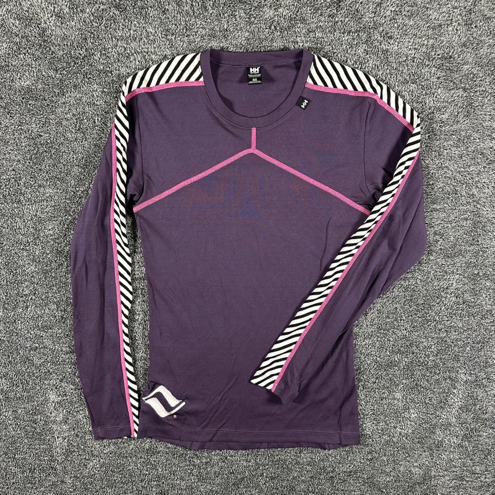 Helly Hansen Shirt Womens S Lifa Long Sleeve Purple Striped Athletic Base Layer